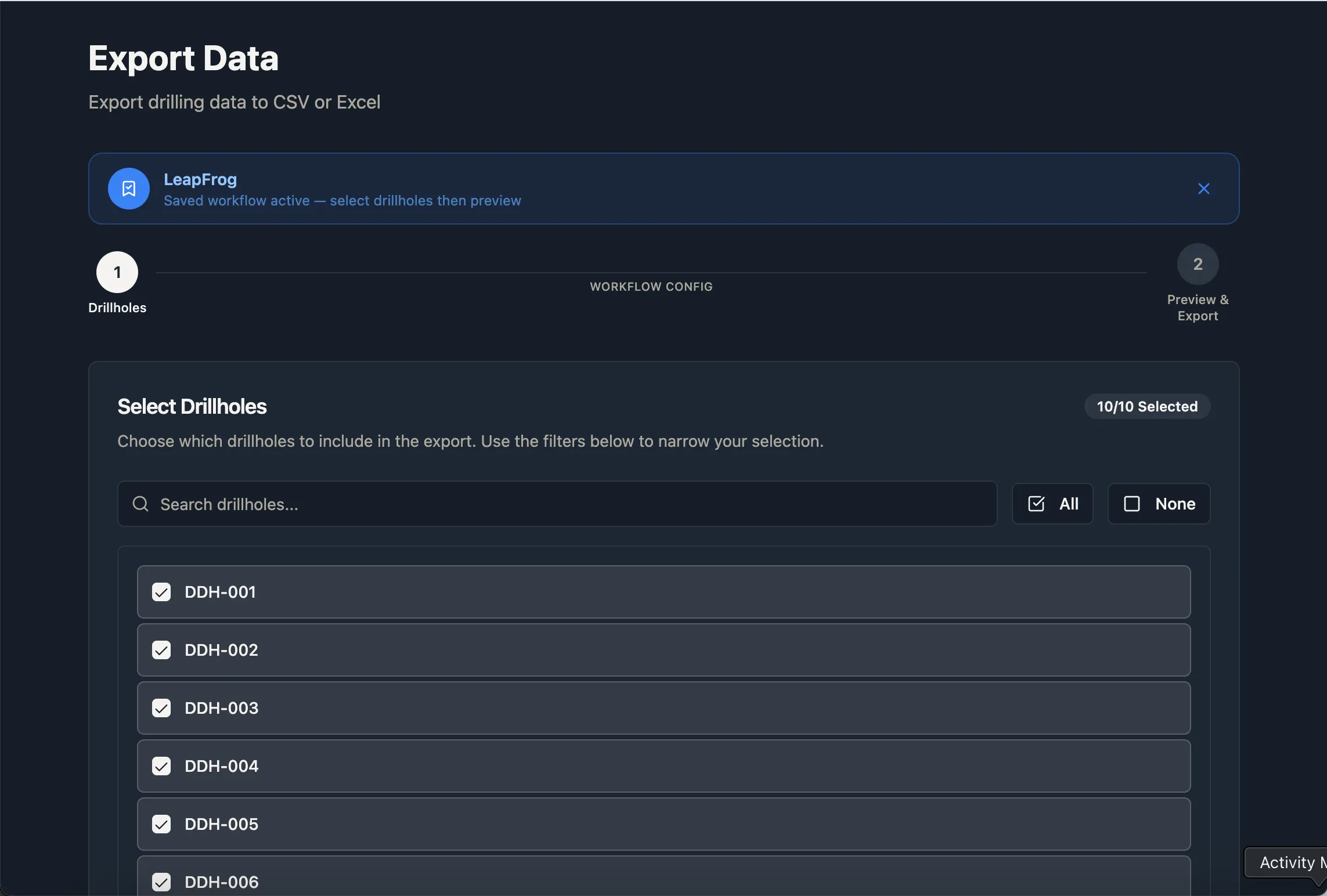 Saved Export Workflows